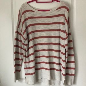 LOFT Cream/ Burnt Orange Striped Sweater